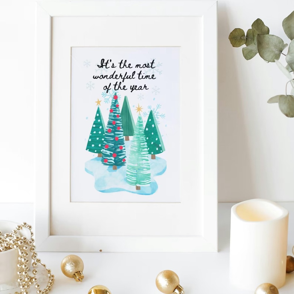 NEW It’s the Most Wonderful Time of the Year 5x7 Christmas Print - Holiday Decor